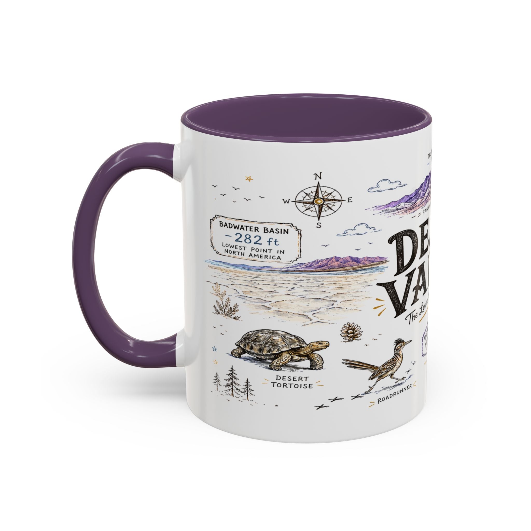 Death Valley National Park Coffee Mug | California Desert Hiking Camping Gift | Accent Color Ceramic 11oz 15oz