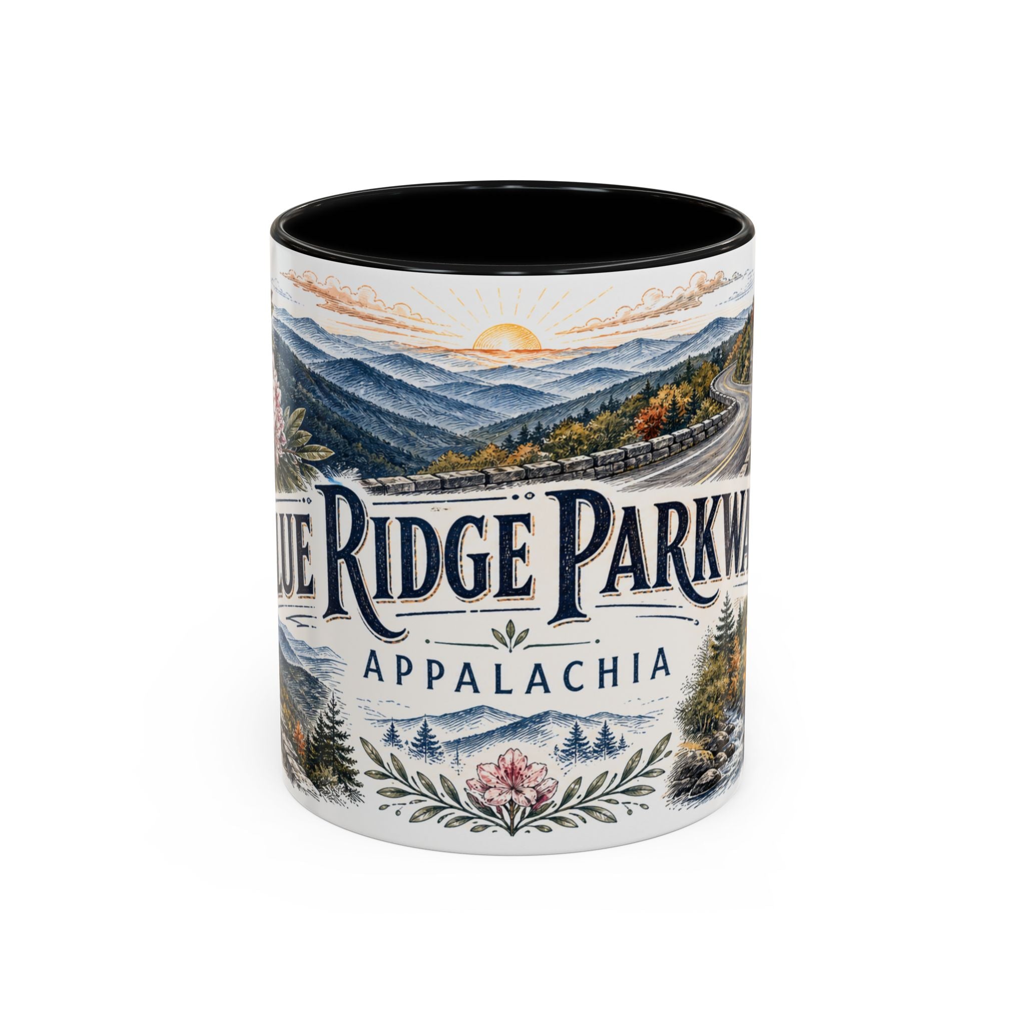 Blue Ridge Parkway Mug, Appalachia Travel Souvenir, Bucket List Gift, Accent Ceramic Coffee Mug 11oz 15oz