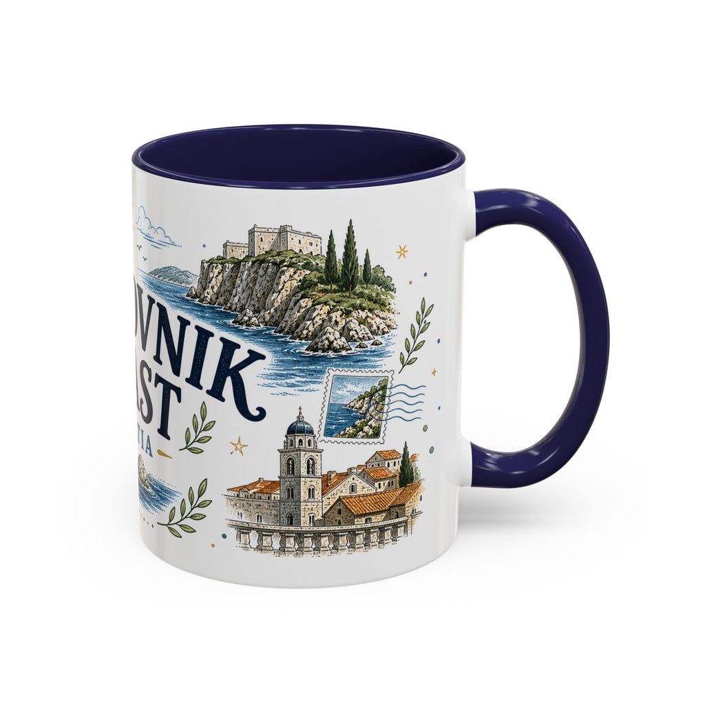 Dubrovnik Coast Coffee Mug | Travel Destination Souvenir Gift | Accent Color Ceramic 11oz 15oz