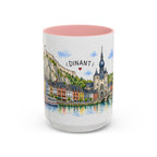 Dinant Illustrated Travel Mug | Belgium Souvenir Accent Coffee Mug | 11oz 15oz Ceramic Cup