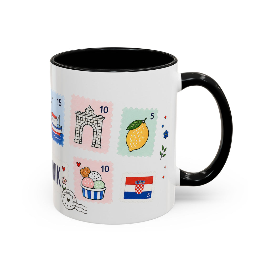 Dubrovnik Coffee Mug | Postage Stamp Collage Mug | Travel Souvenir Accent Cup 11oz 15oz