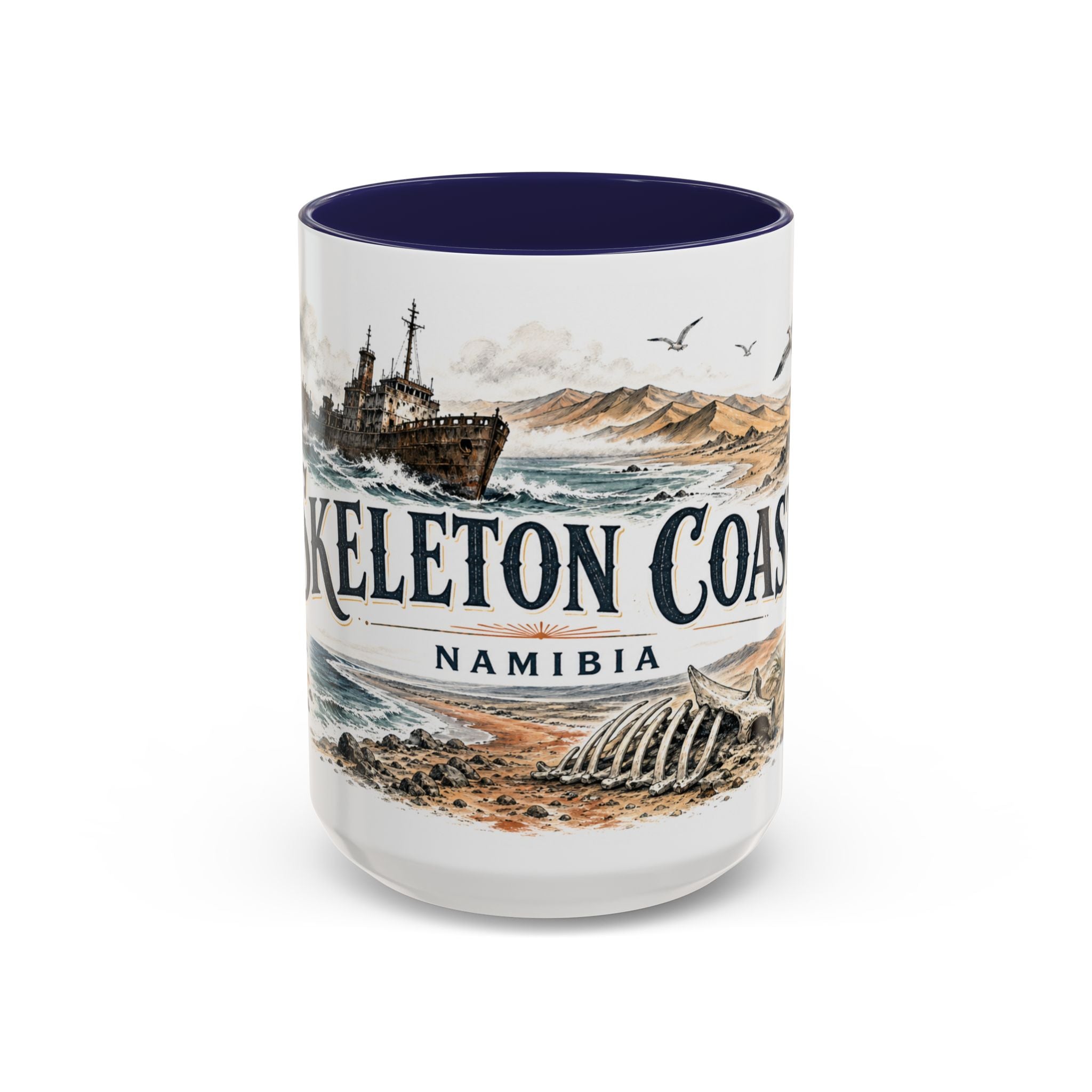 Skeleton Coast Mug, Namibia Travel Souvenir, Bucket List Gift, Accent Ceramic Coffee Mug 11oz 15oz
