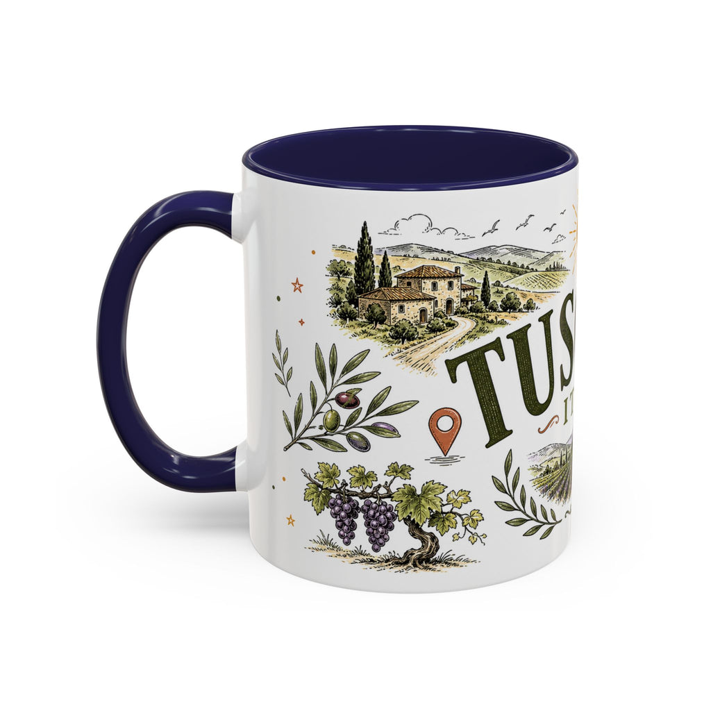Tuscany Coffee Mug | Travel Destination Souvenir Gift | Accent Color Ceramic 11oz 15oz