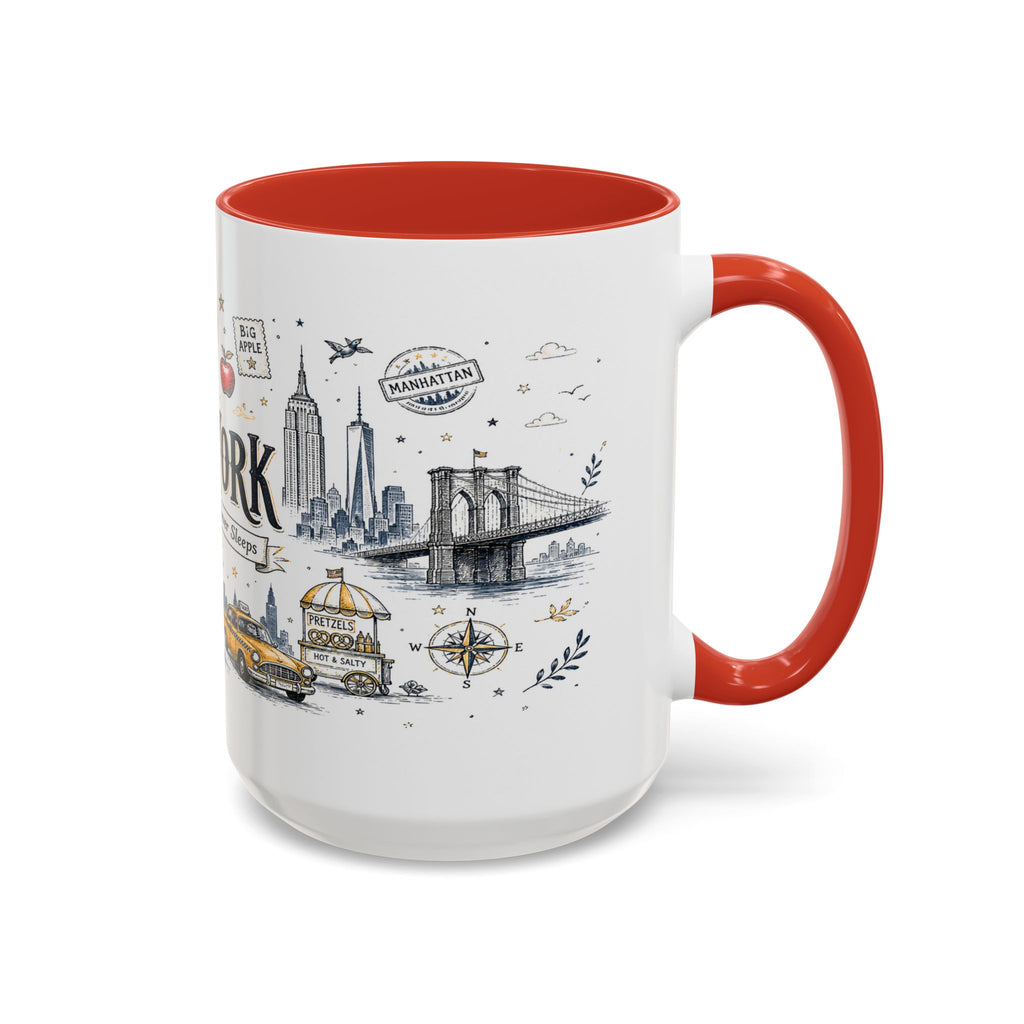 New York City Coffee Mug | New York Souvenir Travel Gift | Accent Color Ceramic 11oz 15oz