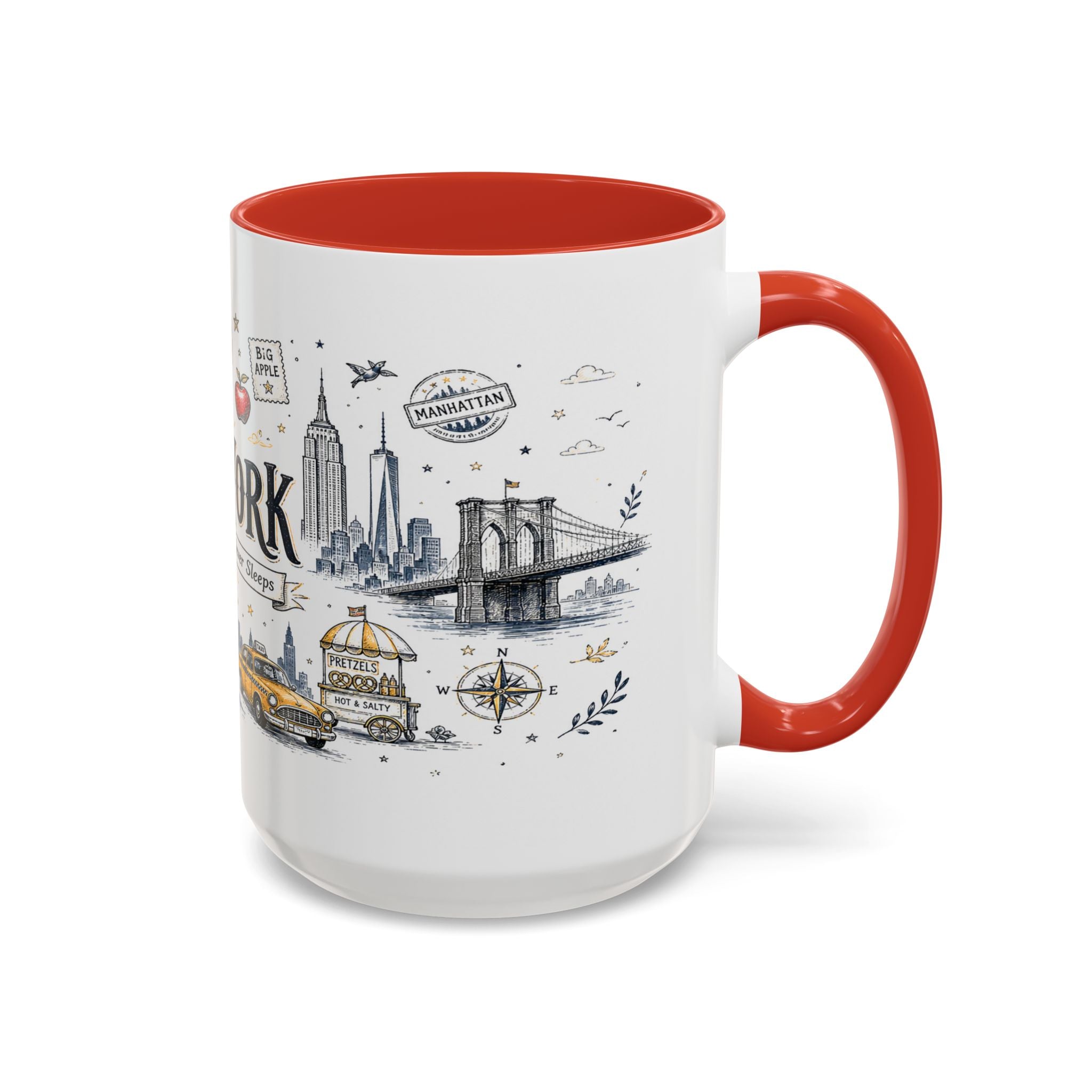 New York City Coffee Mug | New York Souvenir Travel Gift | Accent Color Ceramic 11oz 15oz