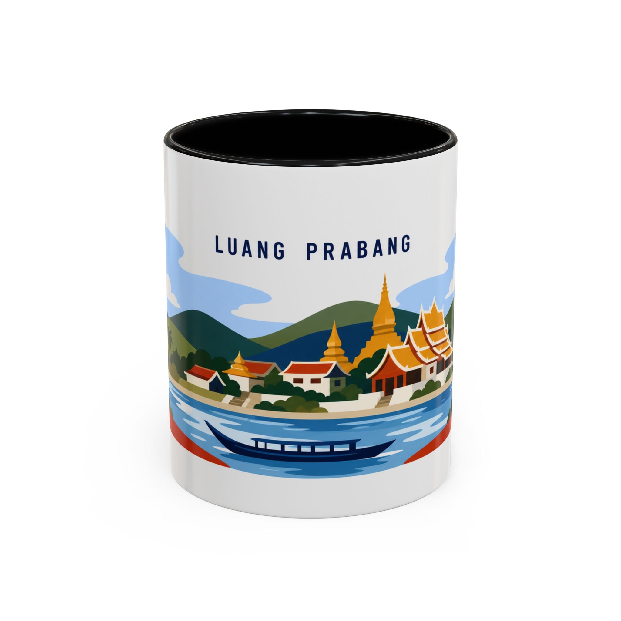 Luang Prabang Coffee Mug | Travel Destination Souvenir Gift | Accent Color Ceramic 11oz 15oz