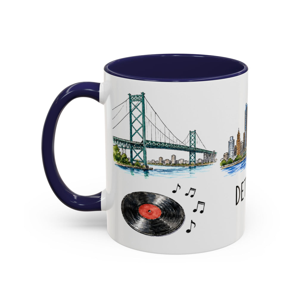 Detroit Illustrated Travel Mug | City Souvenir Accent Coffee Mug | 11oz 15oz Ceramic Cup