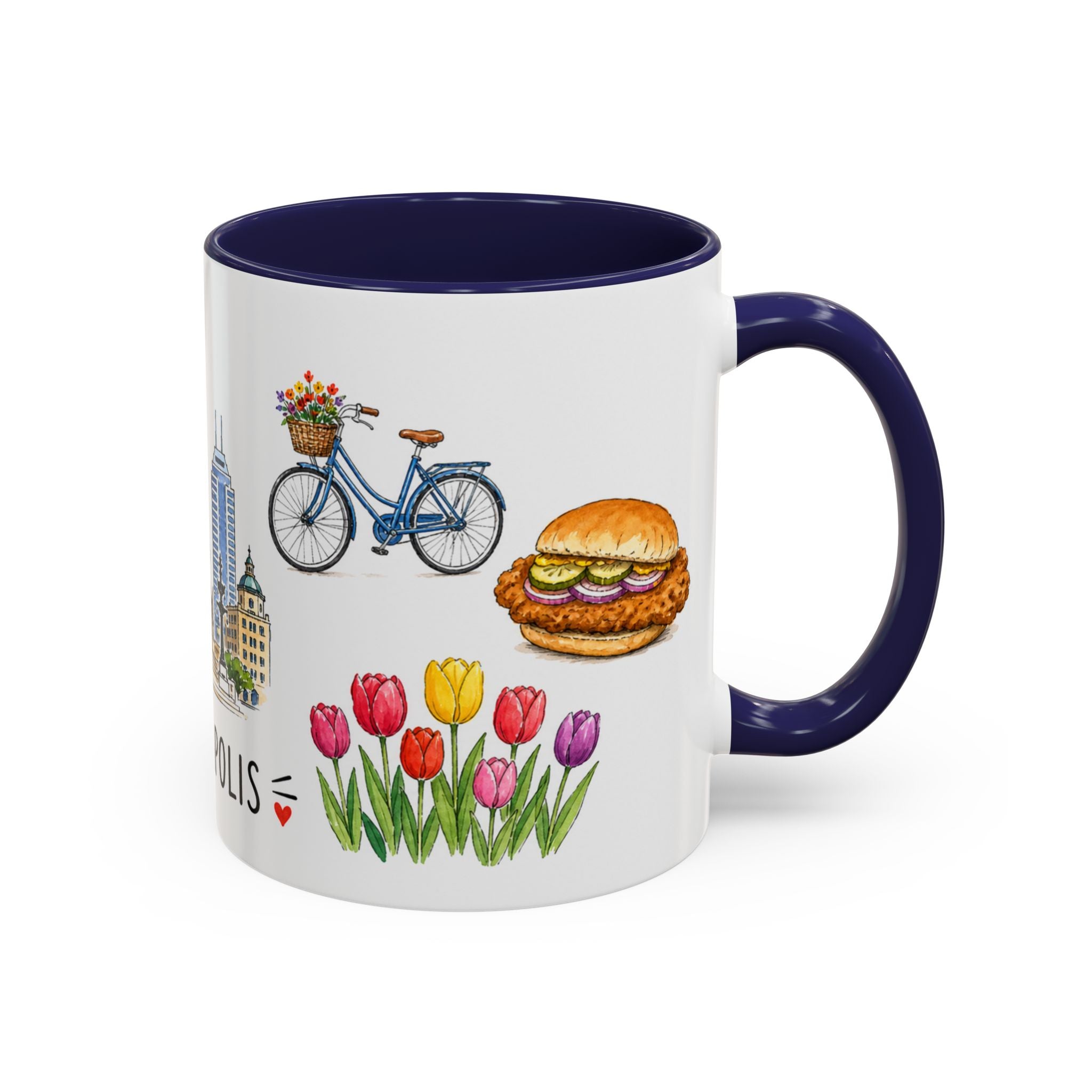 Indianapolis Illustrated Travel Mug | City Souvenir Accent Coffee Mug | 11oz 15oz Ceramic Cup