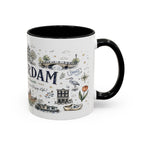 Amsterdam Coffee Mug | Netherlands Souvenir Travel Gift | Accent Color Ceramic 11oz 15oz