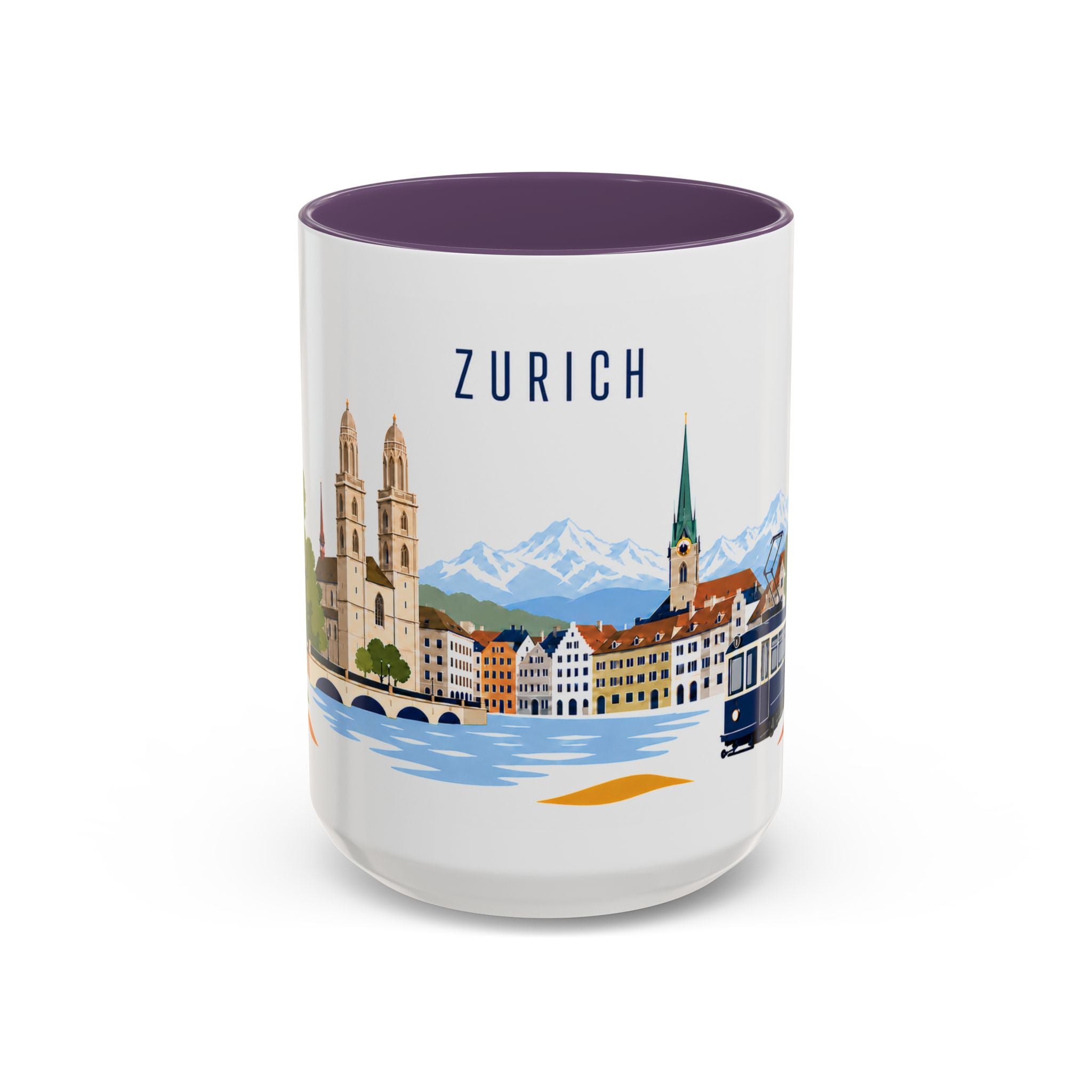 Zurich Coffee Mug | Switzerland Travel Souvenir | Porcelain Decal City Gift | 11oz 15oz Accent Mug
