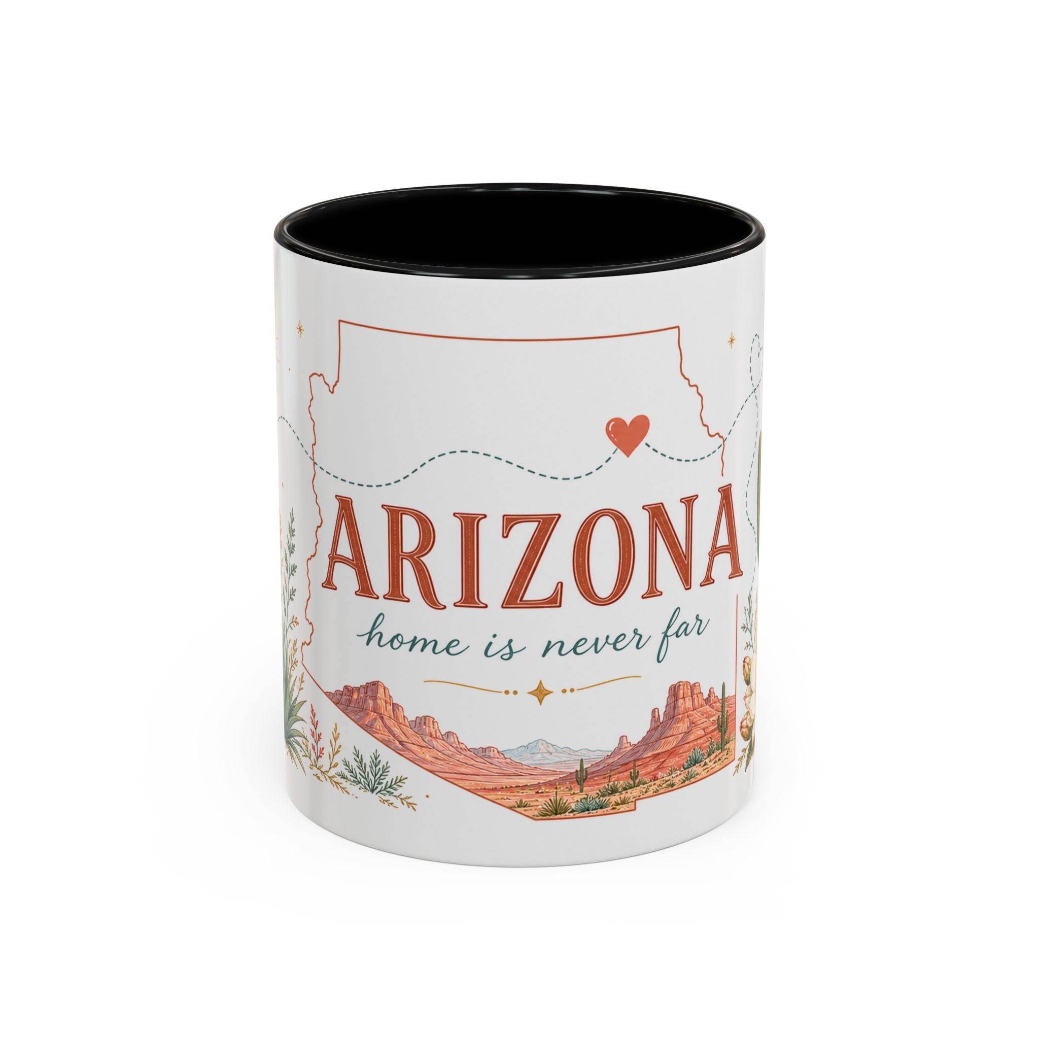 Arizona State Map Mug | Desert Landscape, Botanical Accents, Homesick Gift