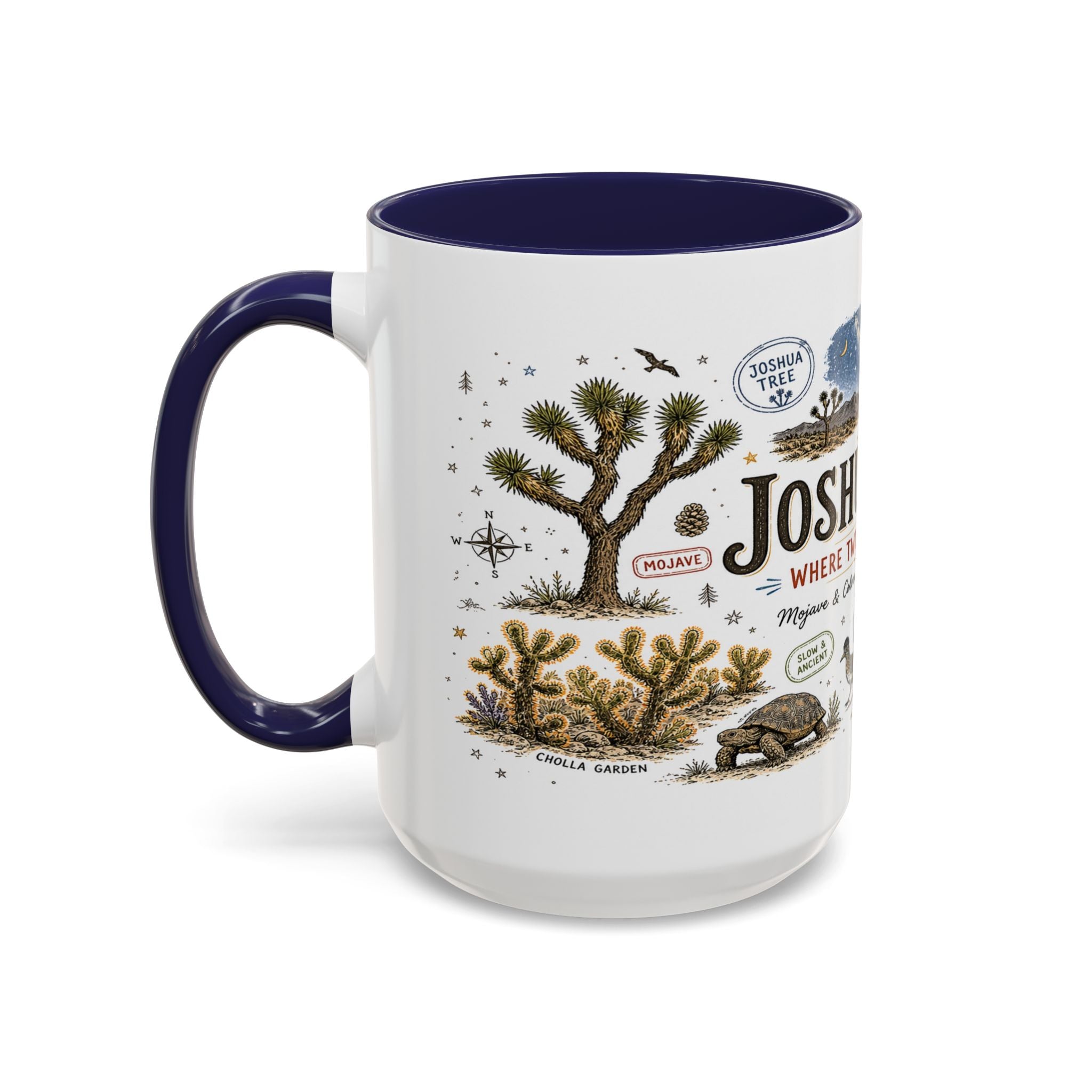 Joshua Tree Coffee Mug | National Park Desert Camping Gift | Accent Color Ceramic 11oz 15oz