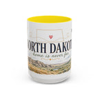 North Dakota State Map Mug | Prairie Rose Botanical Accent Coffee Cup