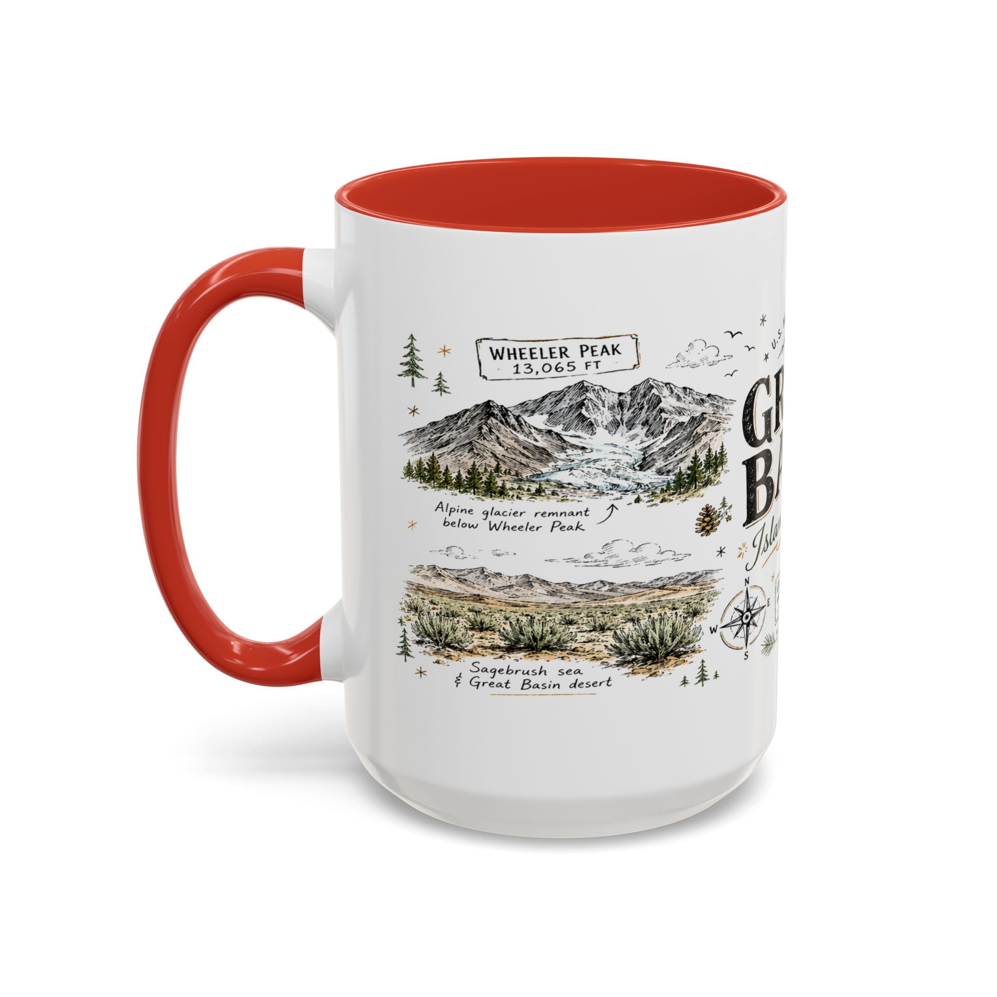 Great Basin National Park Coffee Mug | Nevada Desert Stargazing Hiking Gift | Accent Color Ceramic 11oz 15oz