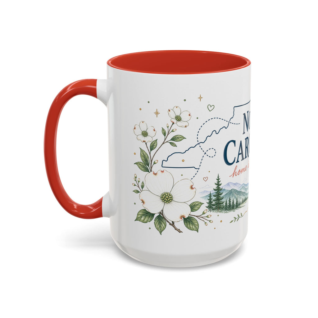 North Carolina State Map Mug | Moving Away, Homesick Gift | Botanical Accent Coffee Cup