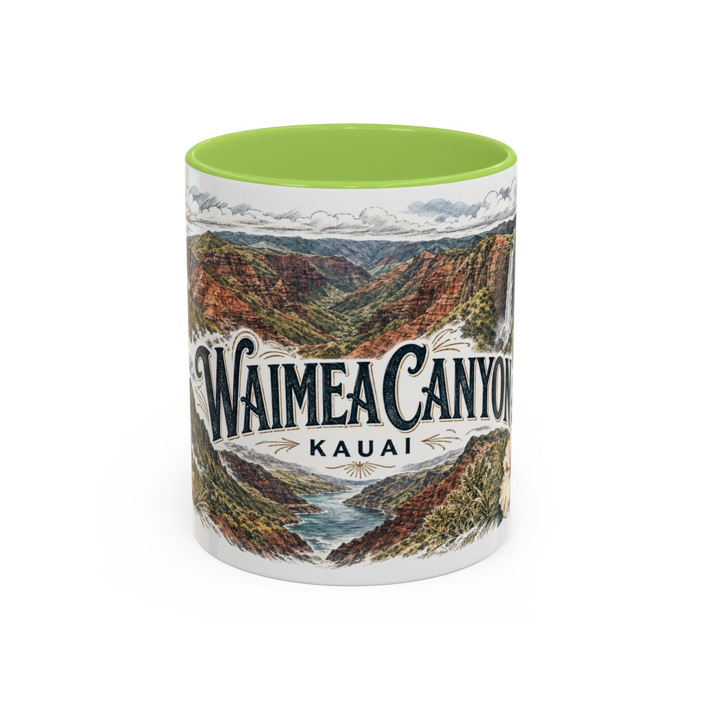 Waimea Canyon Mug, Kauai Travel Souvenir, Bucket List Gift, Accent Ceramic Coffee Mug 11oz 15oz