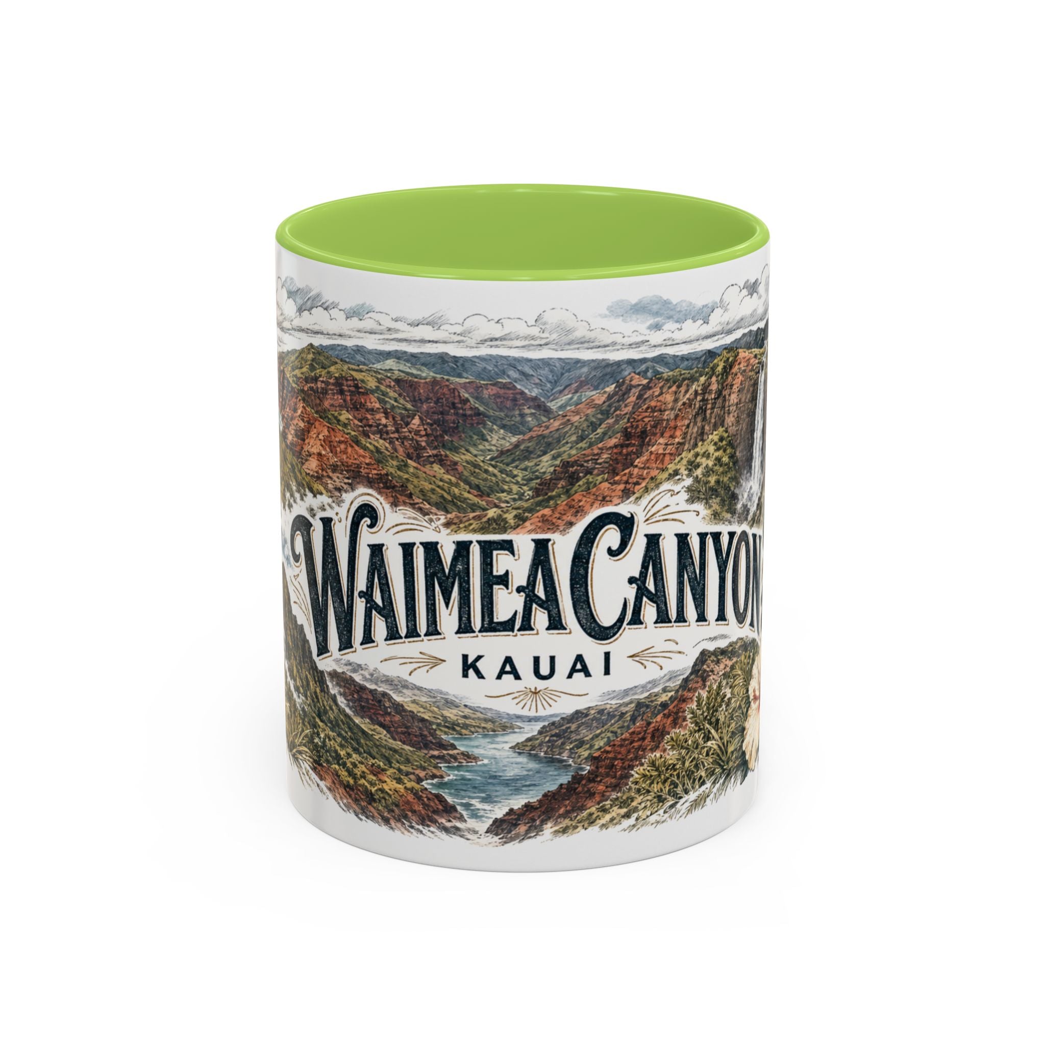 Waimea Canyon Mug, Kauai Travel Souvenir, Bucket List Gift, Accent Ceramic Coffee Mug 11oz 15oz