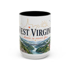 West Virginia State Map Mug | Appalachian Bridge, Rhododendron Accent Coffee Cup