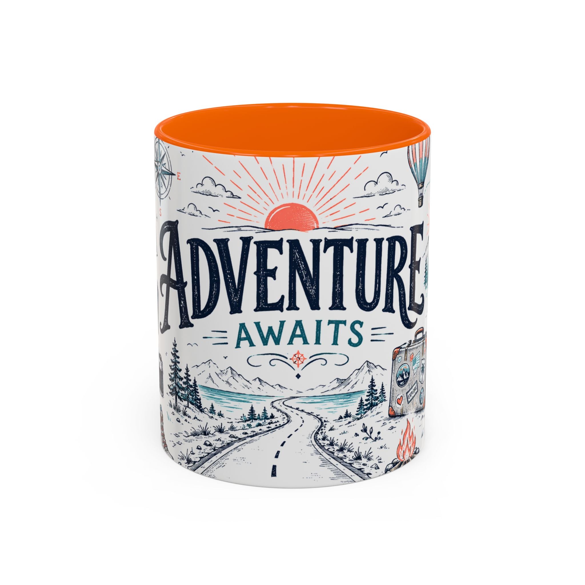 Adventure Awaits Coffee Mug | Class of 2026 Graduation Gift | Accent Color Ceramic 11oz 15oz