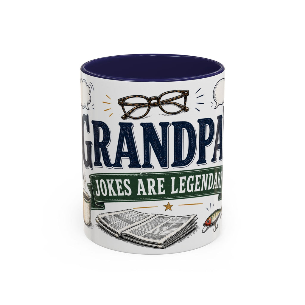 Grandpa's Jokes Are Legendary Coffee Mug | Funny Gift From Grandkids | Accent Ceramic 11oz 15oz