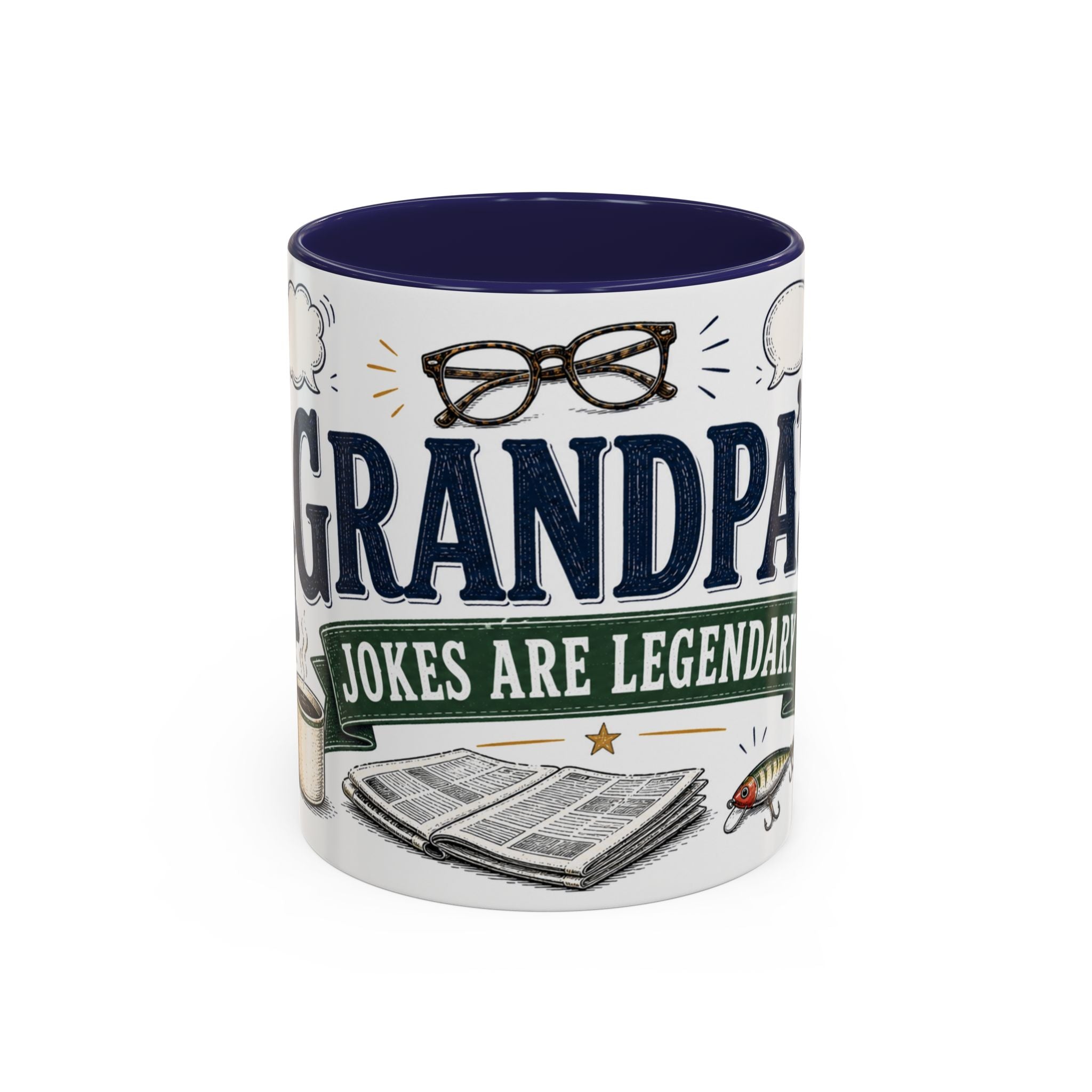 Grandpa's Jokes Are Legendary Coffee Mug | Funny Gift From Grandkids | Accent Ceramic 11oz 15oz