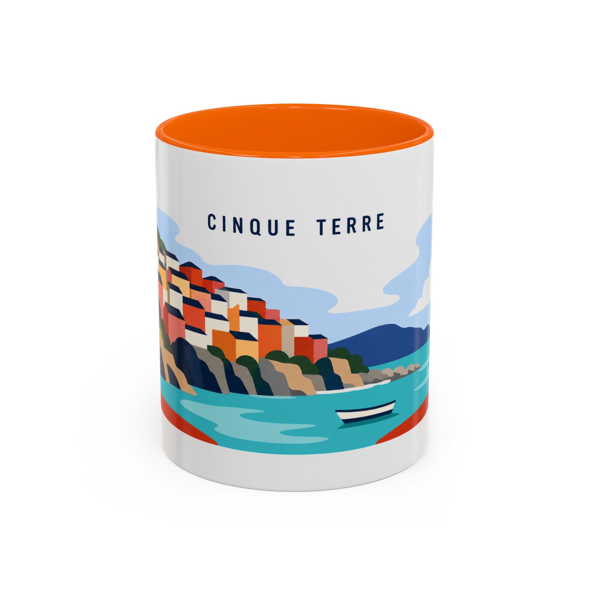 Cinque Terre Coffee Mug | Travel Destination Souvenir Gift | Accent Color Ceramic 11oz 15oz