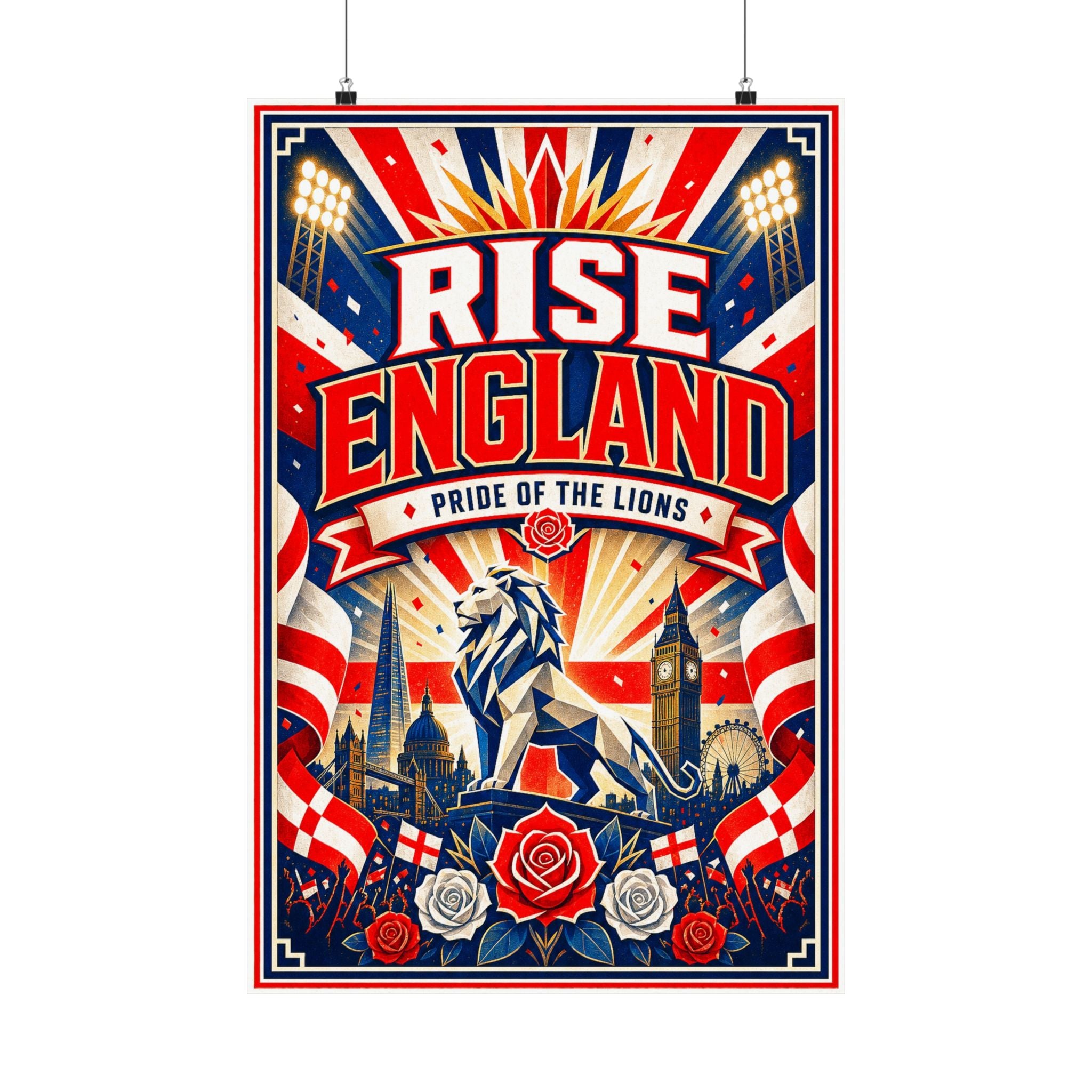 England World Cup Poster | Rally Fan Art Print | 2026 Soccer Wall Decor