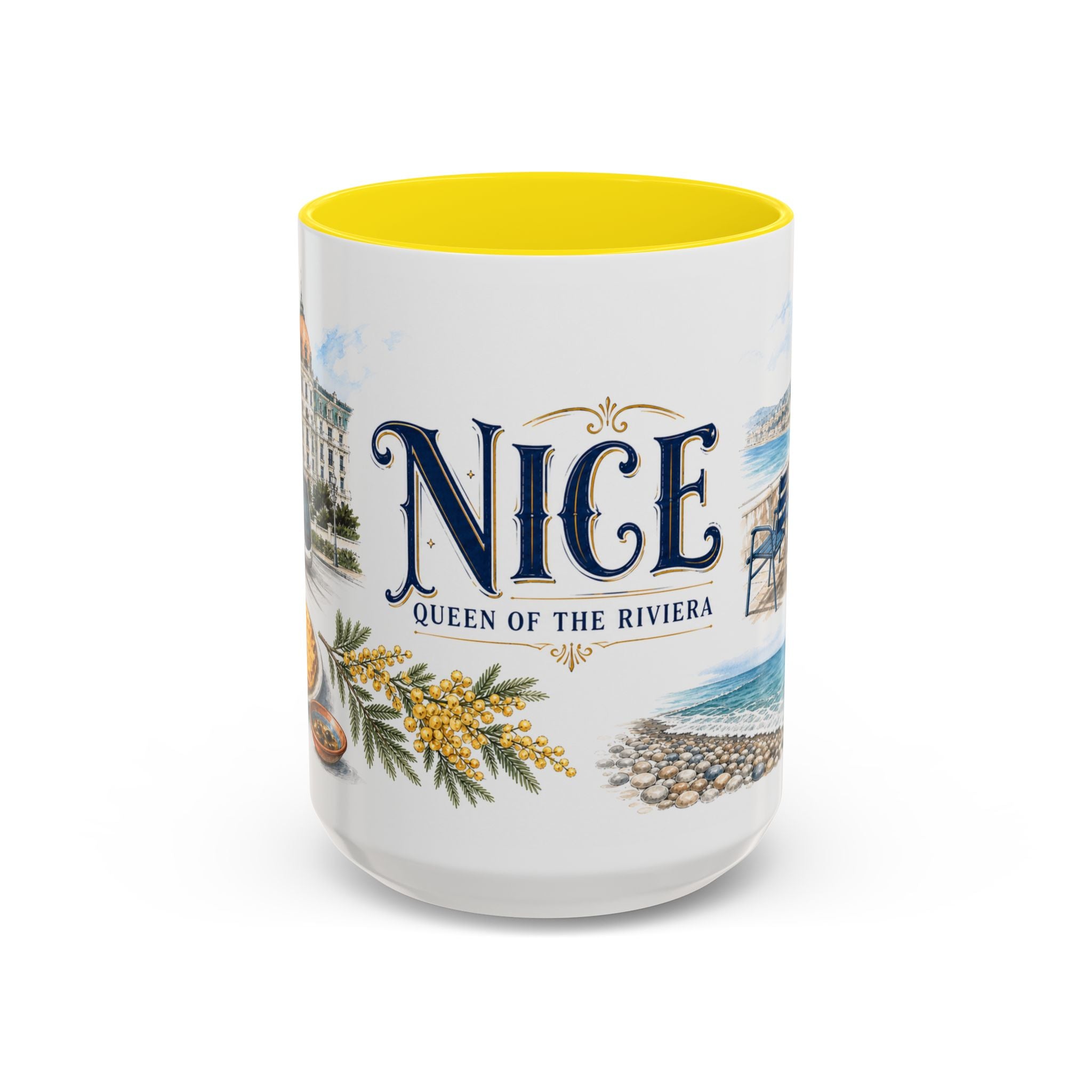 Nice Coffee Mug | France Travel Souvenir | Vintage Illustrated City Gift | 11 oz 15 oz Accent Mug