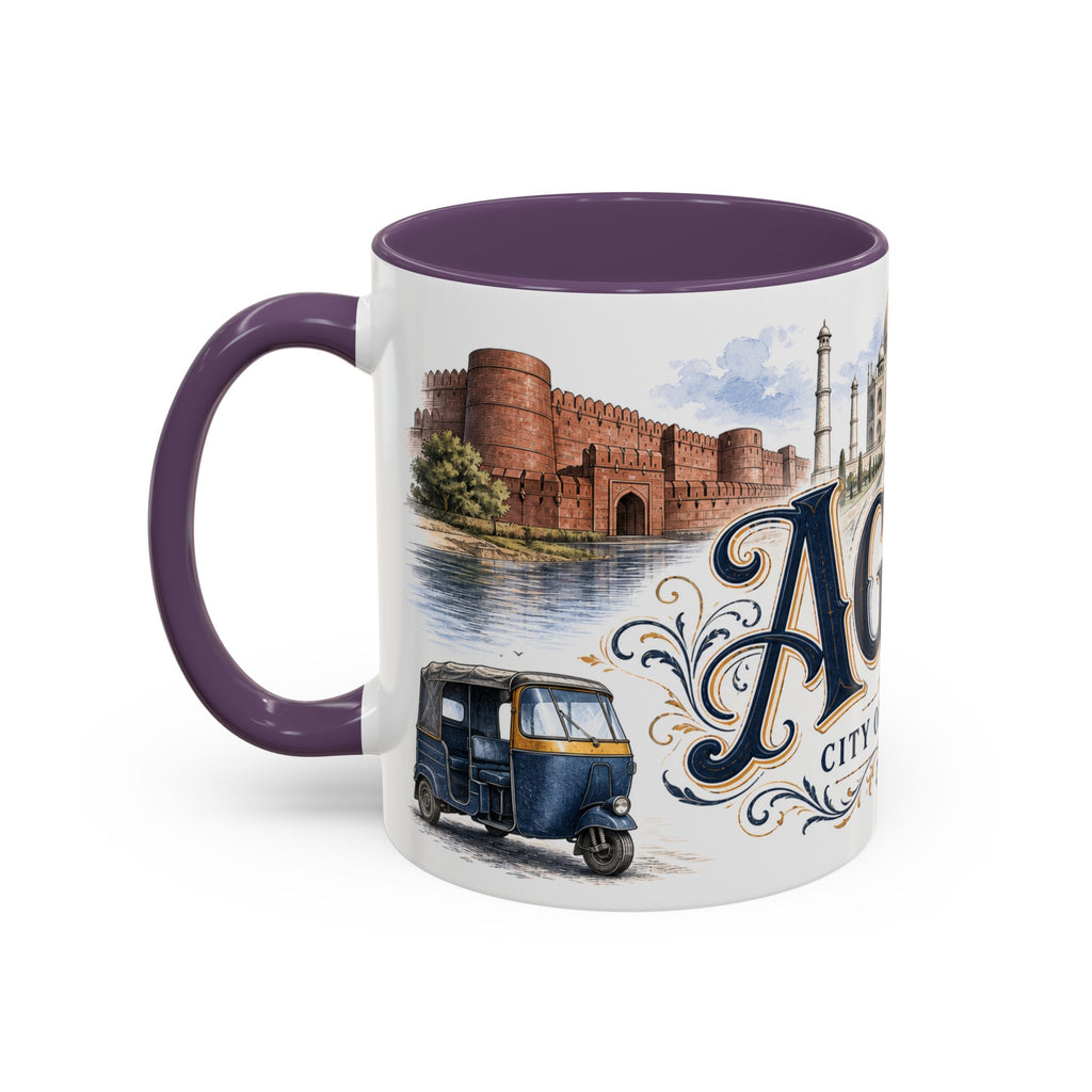 Agra Coffee Mug | India Travel Souvenir | Vintage Illustrated City Gift | 11 oz 15 oz Accent Mug