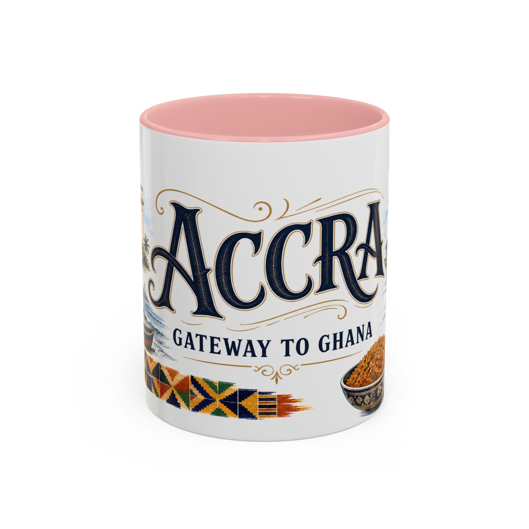 Accra Coffee Mug | Ghana Travel Souvenir | Vintage Illustrated City Gift | 11 oz 15 oz Accent Mug