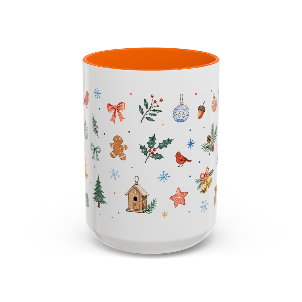Woodland Christmas Mug | Deer Bird Watercolor Holiday Gift | Accent Cup 11oz 15oz