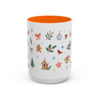 Woodland Christmas Mug | Deer Bird Watercolor Holiday Gift | Accent Cup 11oz 15oz