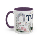 Taj Mahal Coffee Mug | Travel Destination Souvenir Gift | Accent Color Ceramic 11oz 15oz