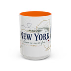 New York State Map Mug | Botanical Rose Accents, Long Distance Friendship Gift