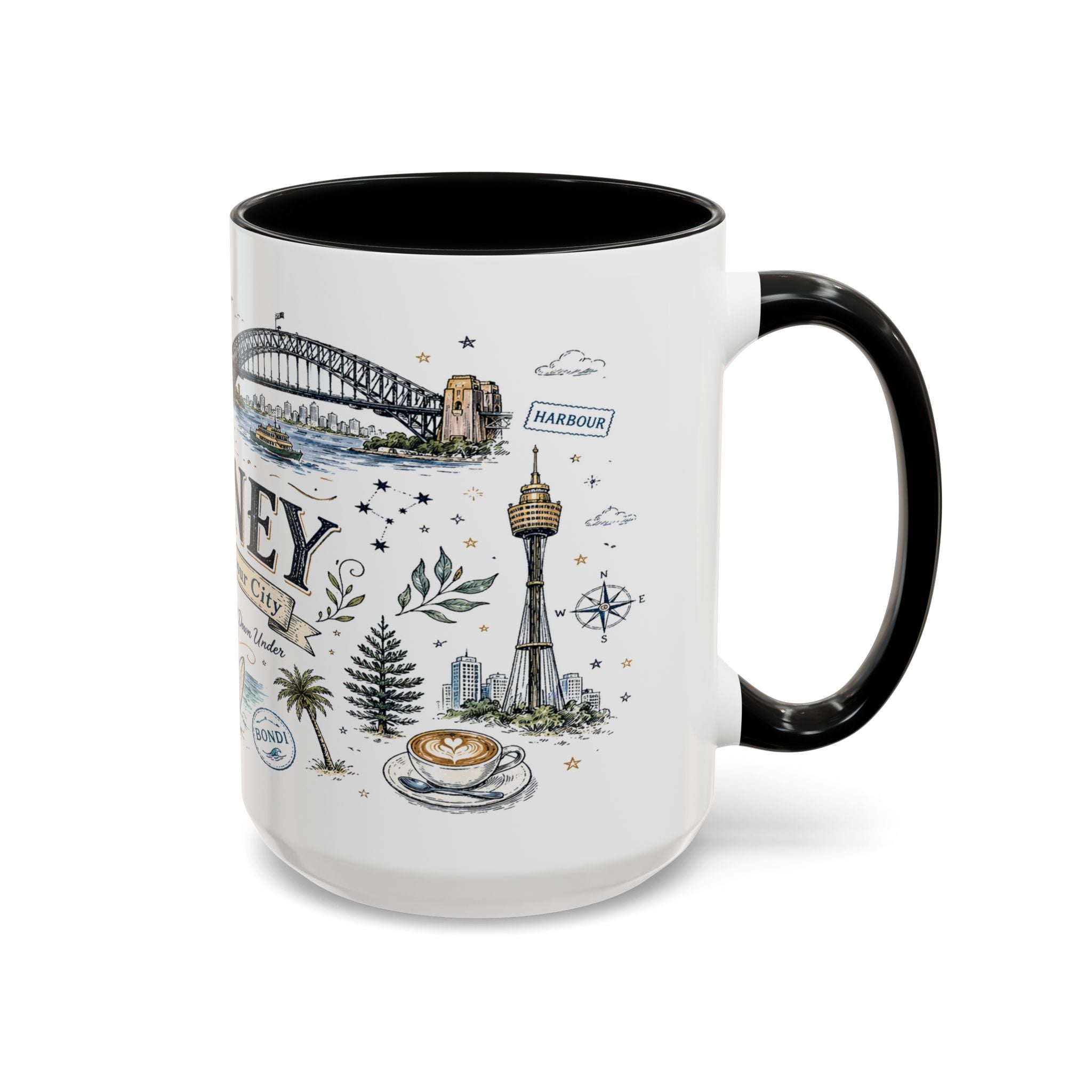 Sydney Coffee Mug | Australia Souvenir Travel Gift | Accent Color Ceramic 11oz 15oz