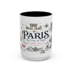 Paris Coffee Mug | France Souvenir Travel Gift | Accent Color Ceramic 11oz 15oz