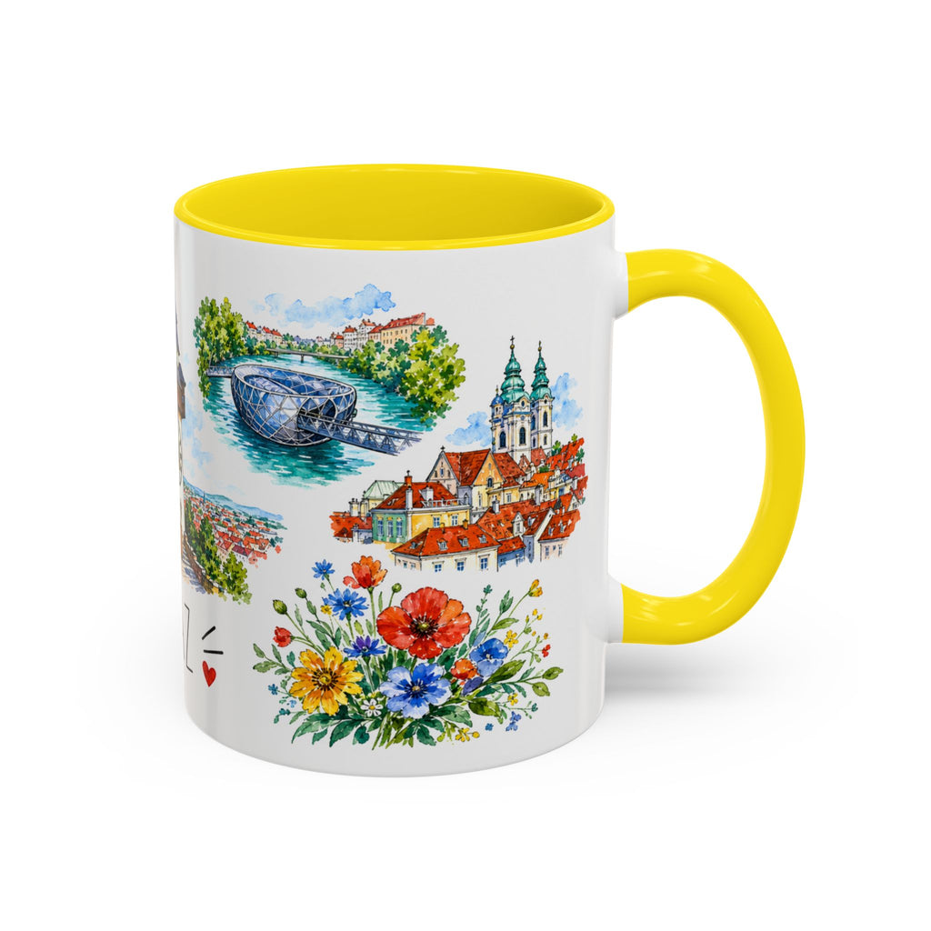 Graz Illustrated Travel Mug | City Souvenir Accent Coffee Mug | 11oz 15oz Ceramic Cup