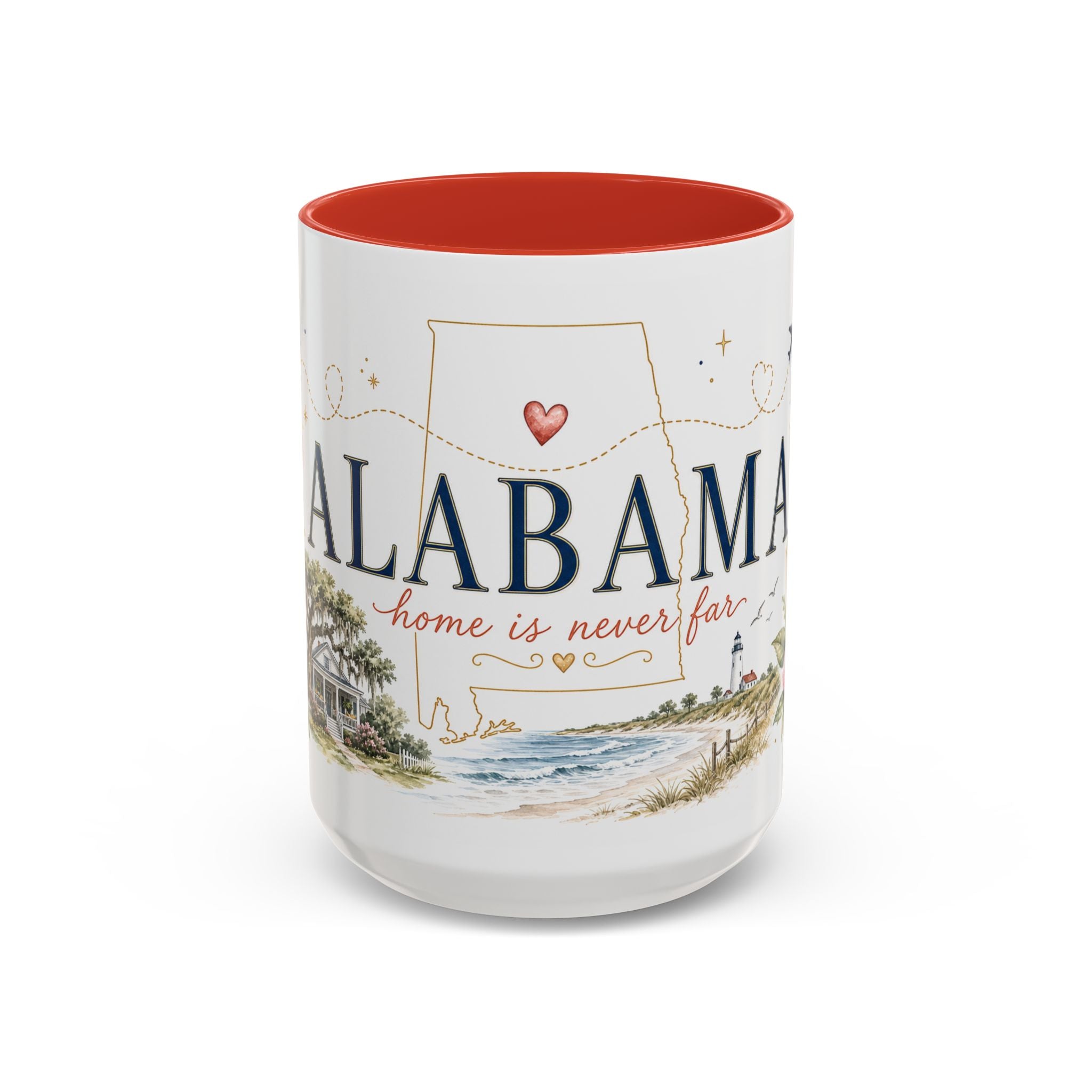 Alabama State Map Mug | Coastal Scenery, Botanical Accents, Homesick Gift
