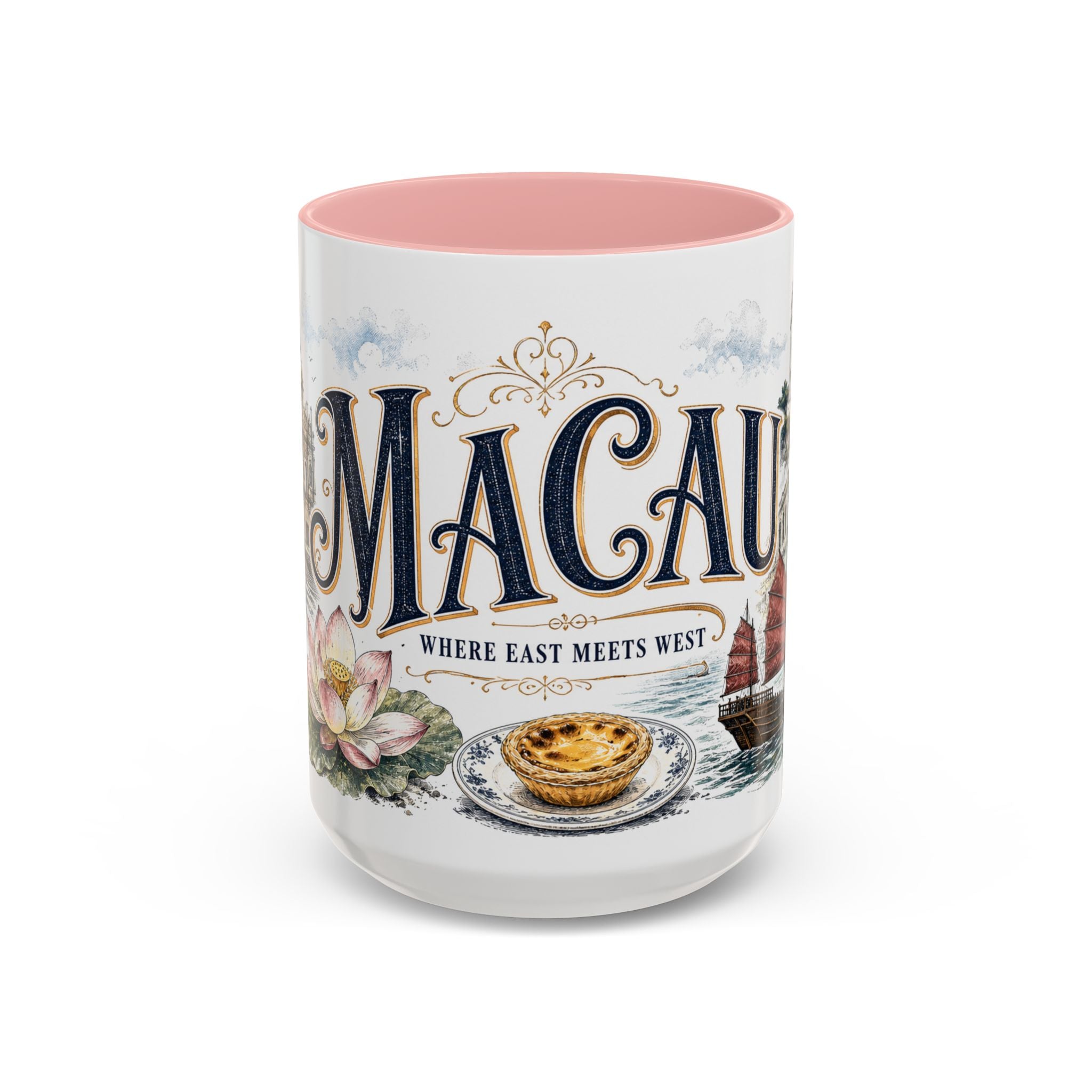Macau Coffee Mug | Macau Travel Souvenir | Vintage Illustrated City Gift | 11 oz 15 oz Accent Mug