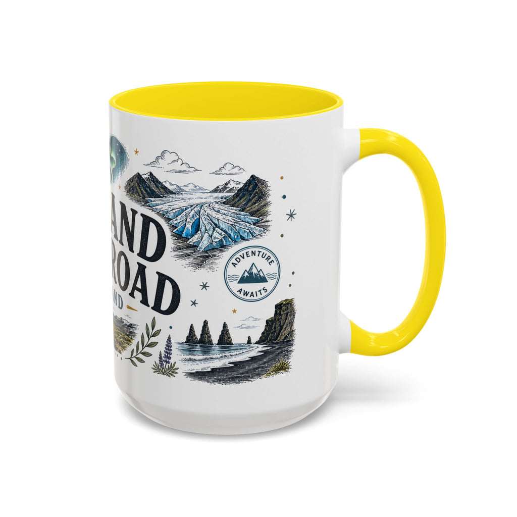 Iceland Ring Road Coffee Mug | Travel Destination Souvenir Gift | Accent Color Ceramic 11oz 15oz