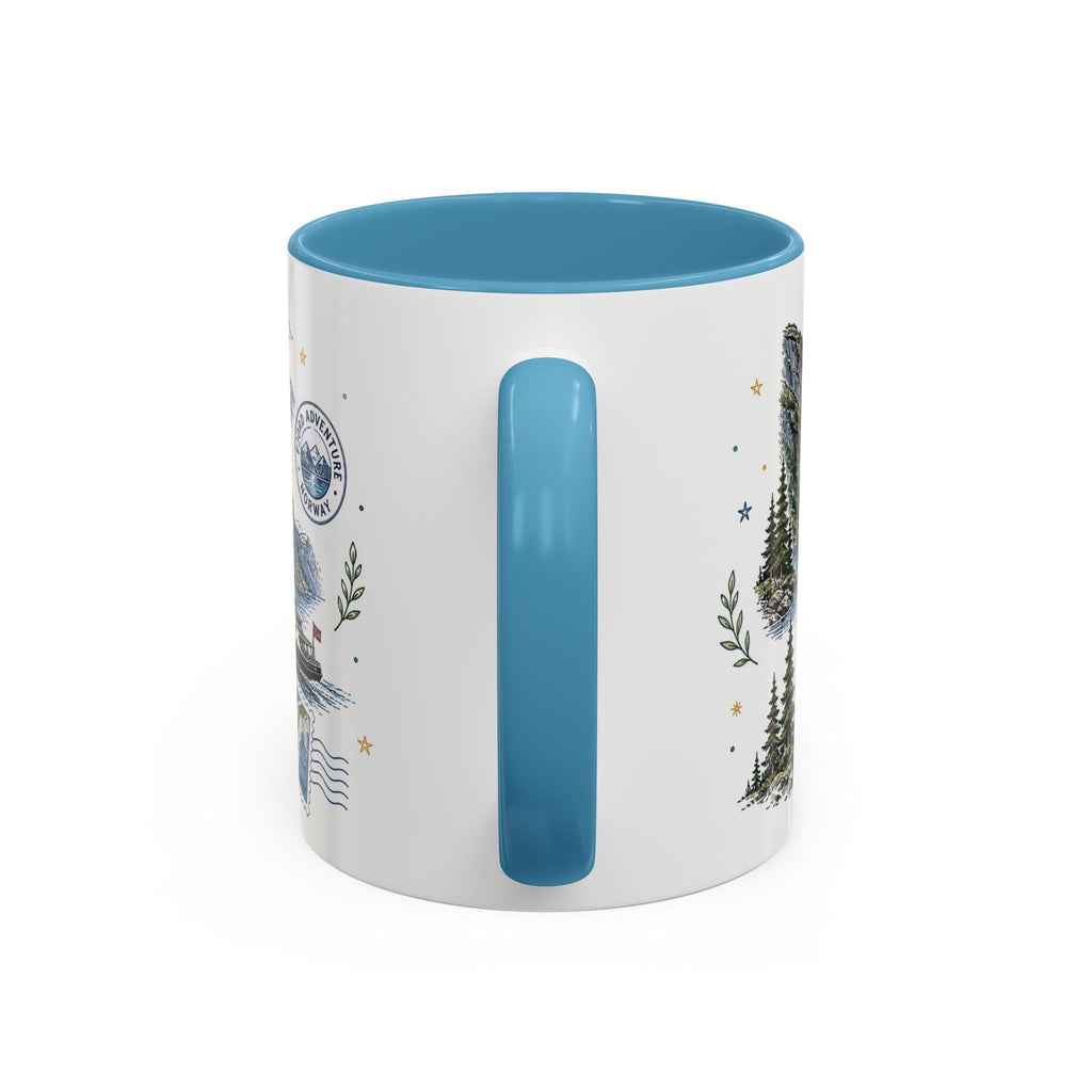 Norwegian Fjords Coffee Mug | Travel Destination Souvenir Gift | Accent Color Ceramic 11oz 15oz