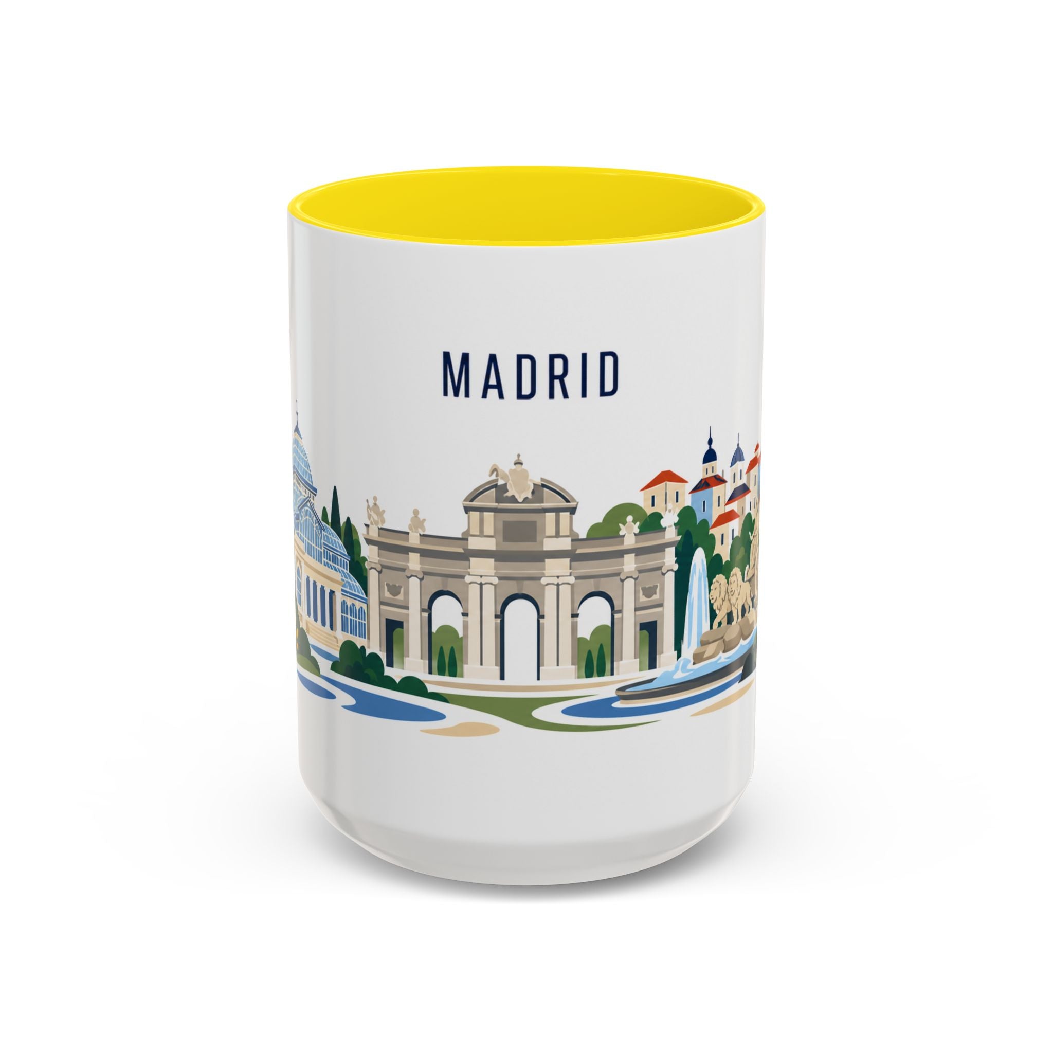 Madrid Coffee Mug | Spain Travel Souvenir | Porcelain Decal City Gift | 11oz 15oz Accent Mug