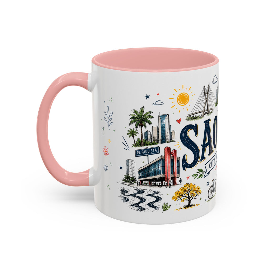 Sao Paulo Coffee Mug | Brazil Souvenir Travel Gift | Accent Color Ceramic 11oz 15oz