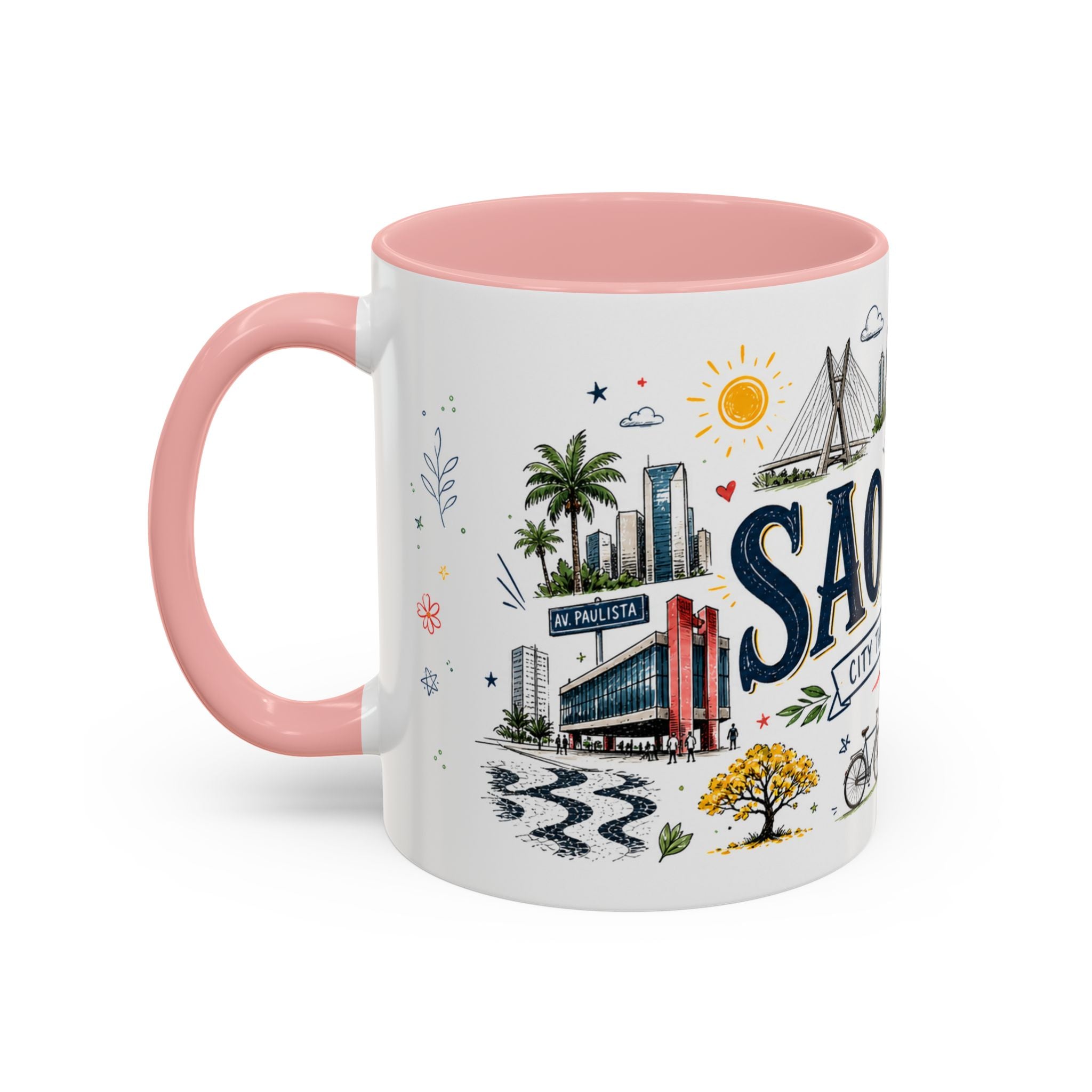 Sao Paulo Coffee Mug | Brazil Souvenir Travel Gift | Accent Color Ceramic 11oz 15oz