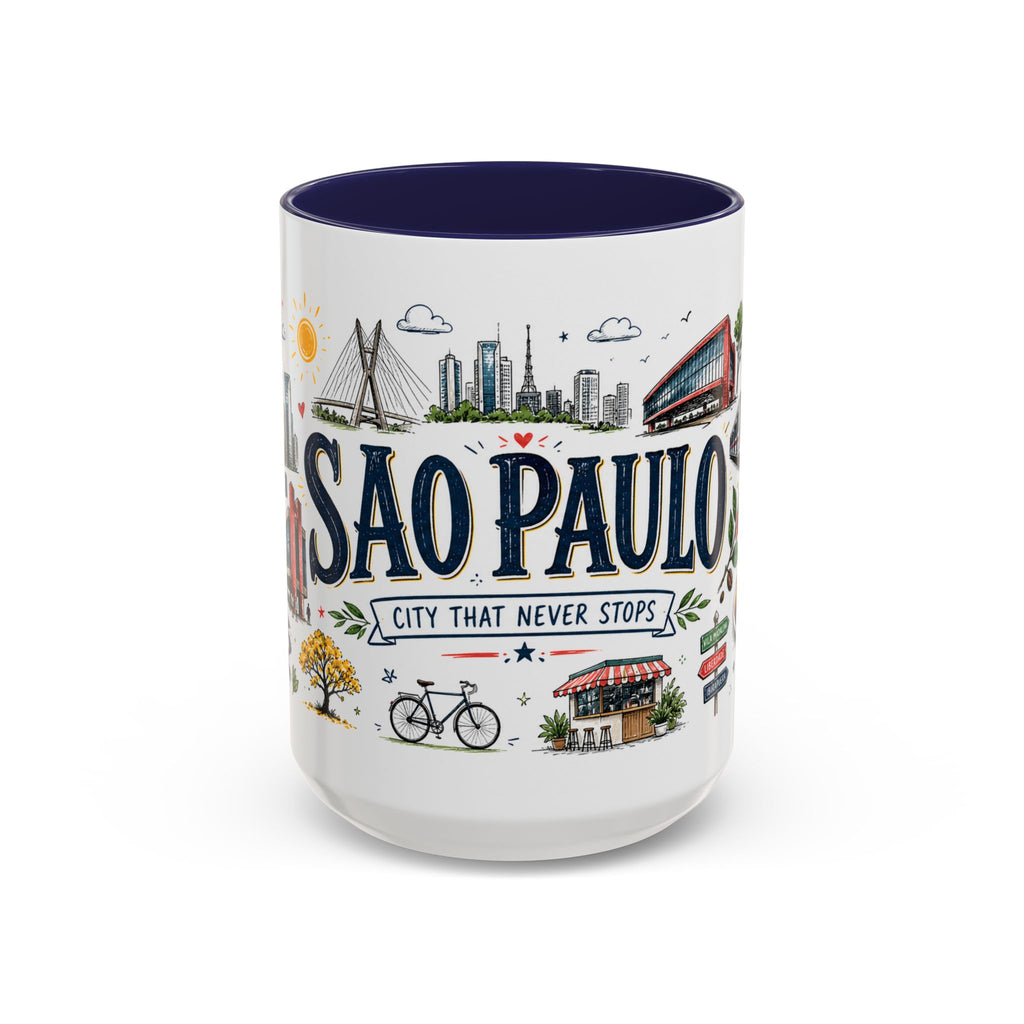Sao Paulo Coffee Mug | Brazil Souvenir Travel Gift | Accent Color Ceramic 11oz 15oz