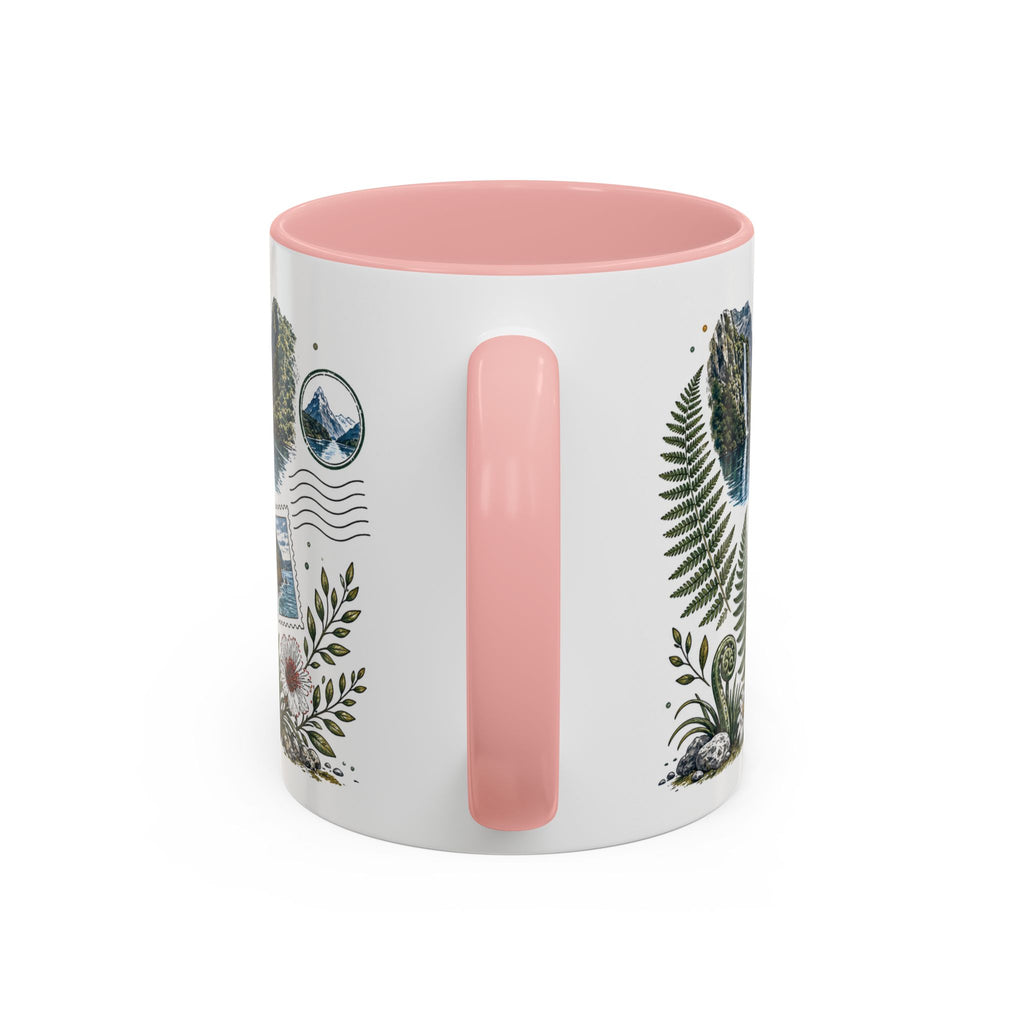 New Zealand South Island Coffee Mug | Travel Destination Souvenir Gift | Accent Color Ceramic 11oz 15oz