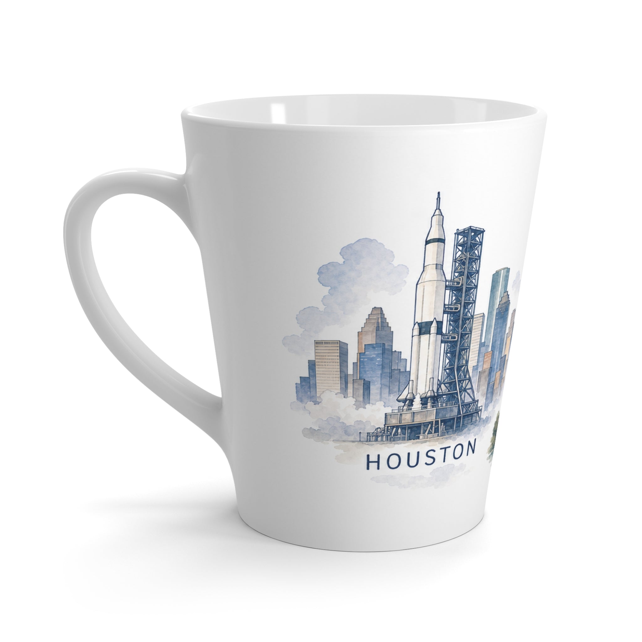Houston Latte Mug | Watercolor City Travel Mug | 12 oz Ceramic Souvenir Gift