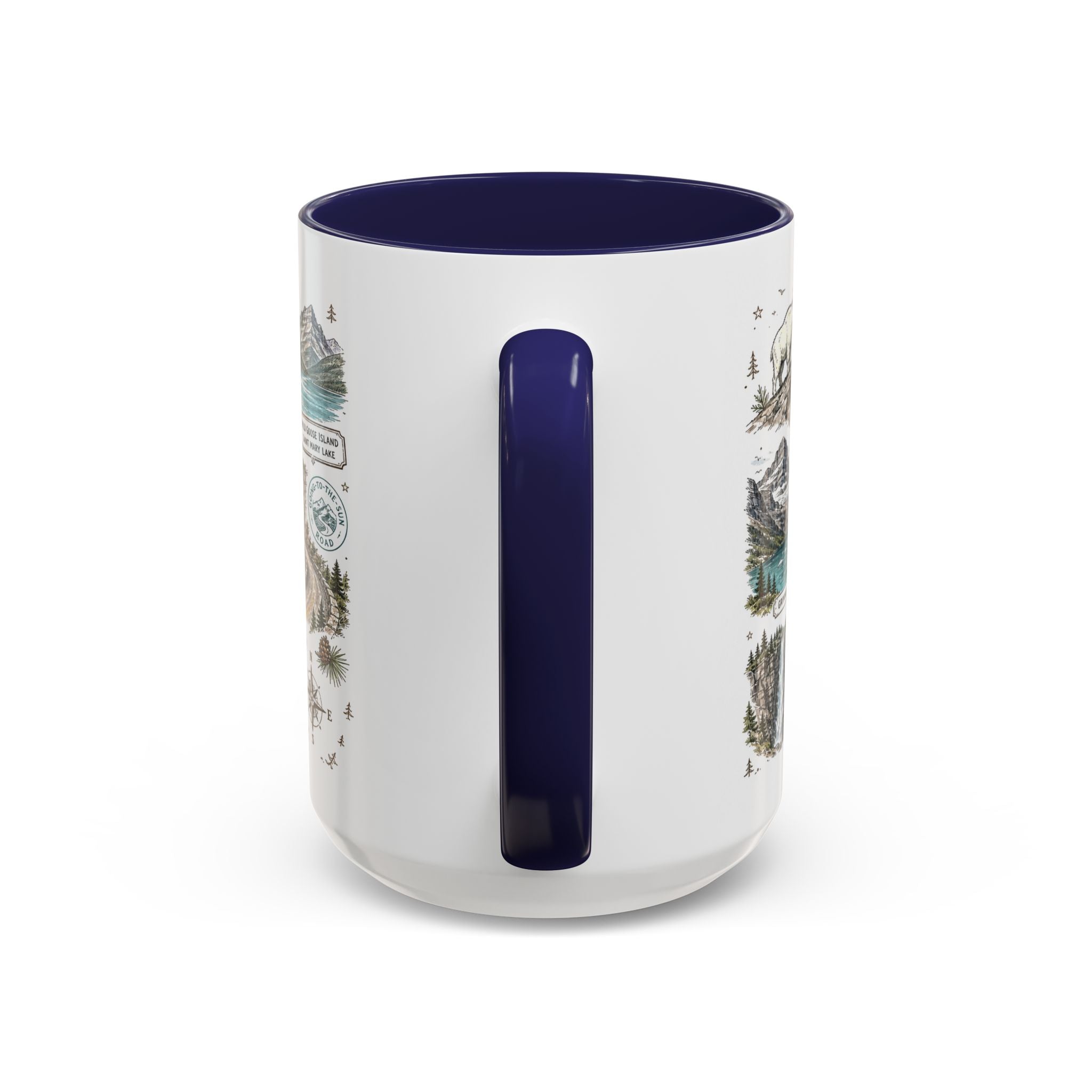 Glacier Coffee Mug | National Park Hiking Montana Gift | Accent Color Ceramic 11oz 15oz
