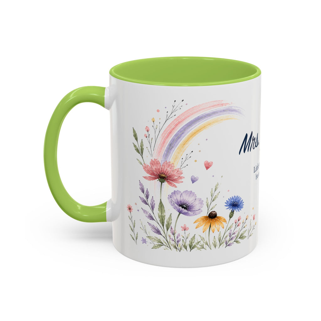 Personalized Kindergarten Teacher Mug | Custom Name Wildflower Rainbow Cup | Back to School Gift