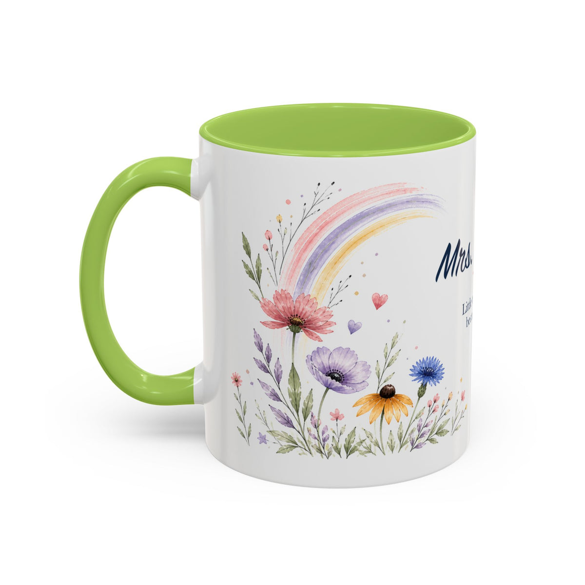 Personalized Kindergarten Teacher Mug | Custom Name Wildflower Rainbow Cup | Back to School Gift